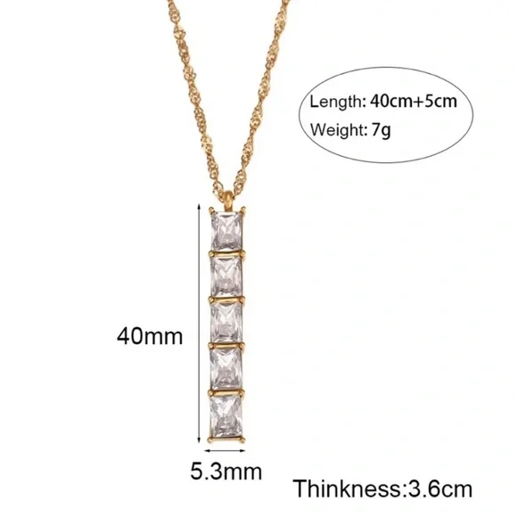 NEW 18K GOLD BAR DIAMOND NECKLACE, NICE NECKLACE, CUTE NECKLACE - Picture 5 of 5